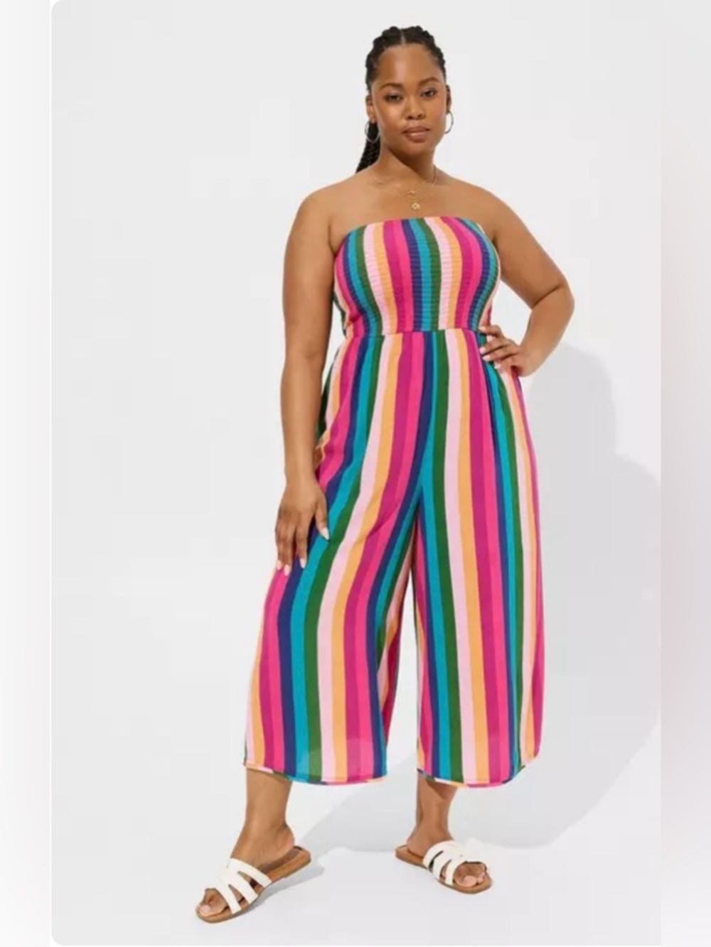 TORRID Multi-Color Strapless Wide-Leg Jumpsuit. Size 4XL